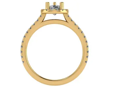 pear shape halo solitare ring  3D print model