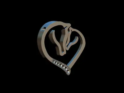  silhouette horses pendant 3D print model