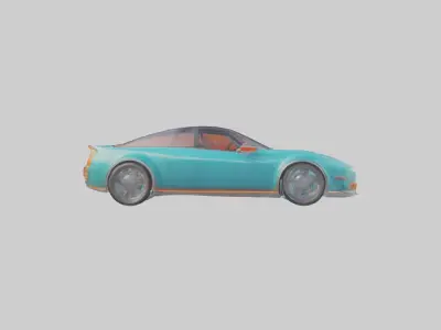 Retro Futuristic Electric Car model Low-poly 3D model