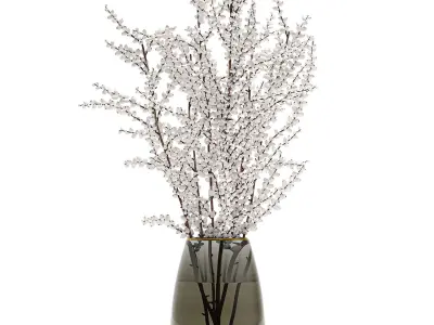 Bouquet of branches with red berries in a vase 99 3D model