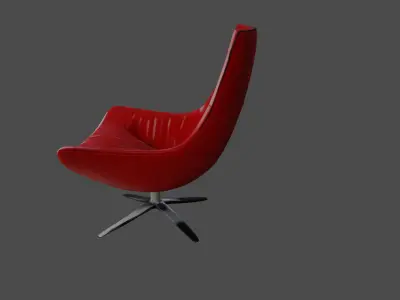 Modern Designer Lounge Chair Red Leather Finish   3D model