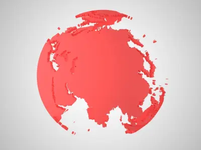 Globe Shell Red 3D model