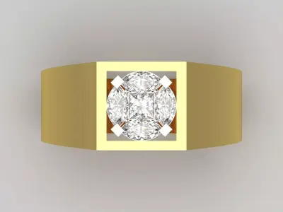 Man single-stone ring with a modern design mr0242 3D print model