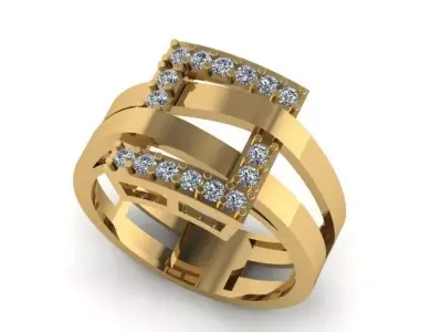 Diamond Modern Ring 3D print model 3D print model