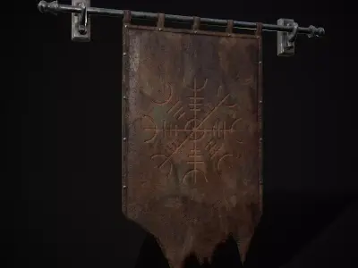 Leather Torn Banner Low-poly 3D model