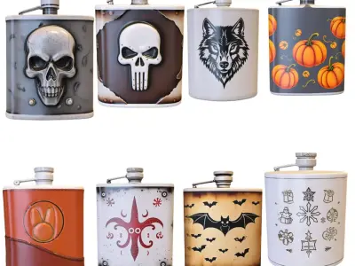 Drinking Flasks Low-poly 3D model