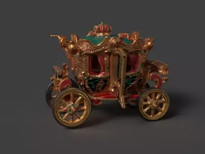  Chinese ancient carriage figure  Low-poly 3D model