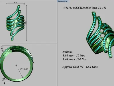 light weight gold diamond rings-C111116SKCH2026059-wt-10-15 3D print model