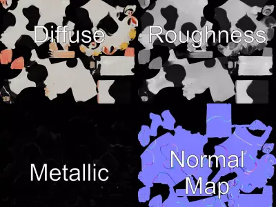 Cartoon Cow Character model pack Low-poly 3D model