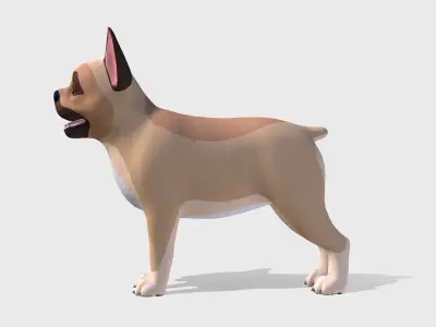 Cartoon Dog - French Bulldog Low-poly 3D model