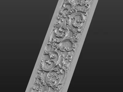 Carved Decorative Panel for CNC  Furniture Facade Ornament 3D print model
