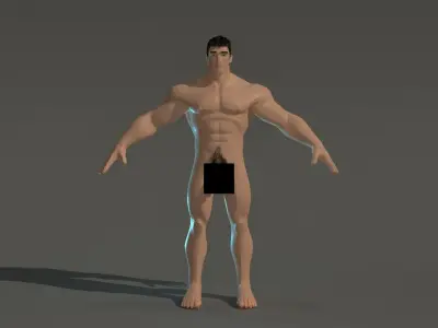 Rigged muscle man character 2016 3D model