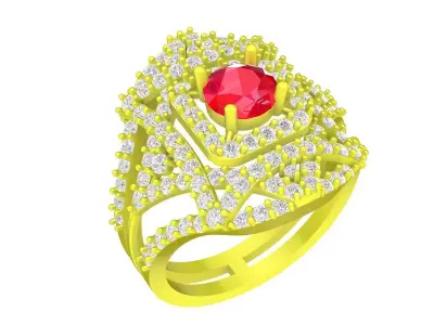 Luxury Multi Layer Halo Ring with Round Center Stone 5094 3D print model