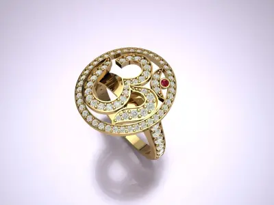 Om Symbol Good Diamond Ring 3D print model 3D print model