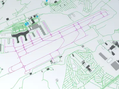 Sao Paulo Guarulhos GRU Airport Roads Buildings and Public Trans 3D model