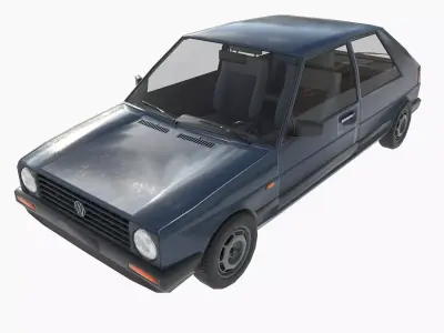 VW Volkswagen golf 2 Low-poly 3D model