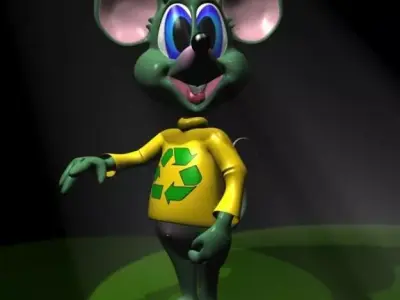 Green Mouse RIGGED Low-poly 3D model
