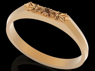 Flower rose lux ring silver gold printable jewelry 3D model 3D print model