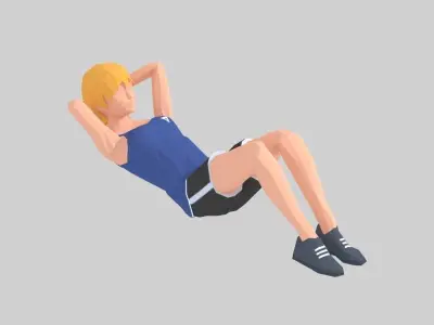 Abdominal Crunches  Exercise Woman Animation Low-poly 3D model