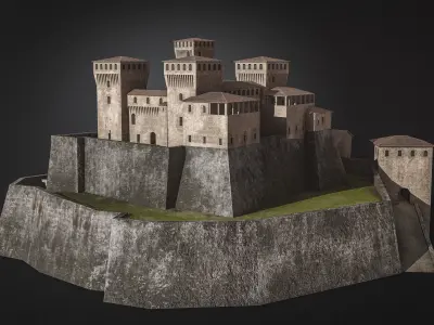 Low poly Castle Castello di Torrechiara Low-poly 3D model