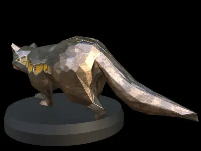 Steampunk Raccoon Low-poly 3D model