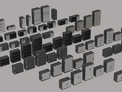 OFFICE CABINET SET Low-poly 3D model