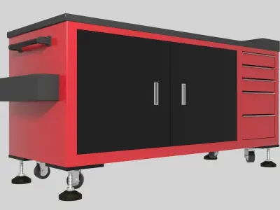 Workshop Service Trolley set 3D Model Collection