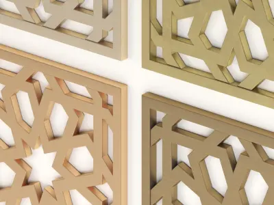 Arabic Islamic pattern decorative gold plaster 3D model