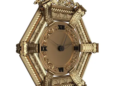 Classic Wall Clock 17 Gold Low-poly 3D model