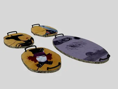 3D wooden trays model Low-poly 3D model