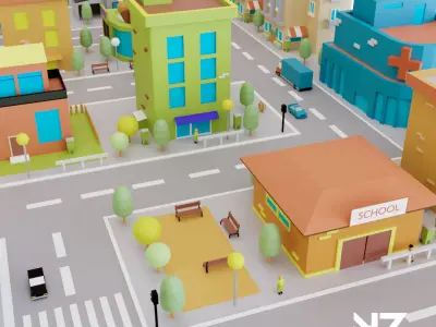 Low Poly Stylized City Pack Low-poly 3D model