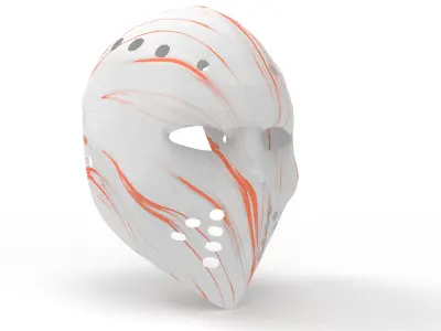Low-poly white hockey goalie mask Low-poly 3D model