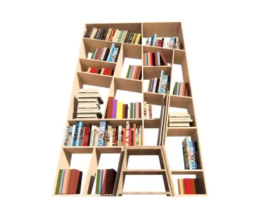 Medium Bookshelf Set-Mini library kit 3D model