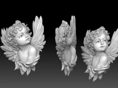Cherub Angel with Wings 3D print model