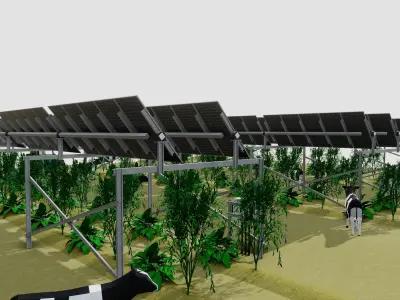 Lowpoly Agricultural Solar Energy Tracker Systems Low-poly 3D model