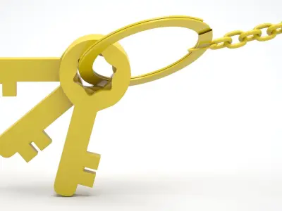 Keychain with Plastic Yellow Keys 3D model