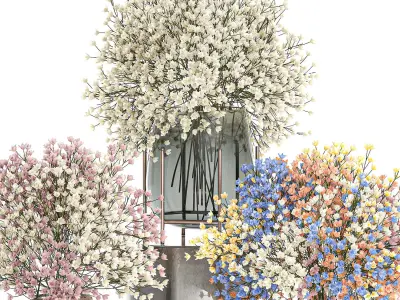 Bouquet of flowers in a vase for decoration 105 3D model