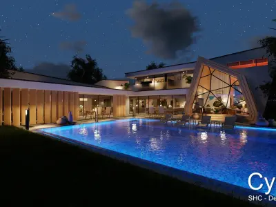 Modern villa 2021 Blender Eevee and Cycles 3 Low-poly 3D model