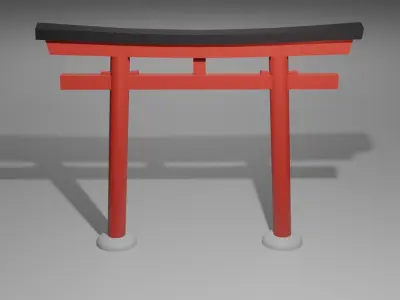 Tori Gate and a Shrine Lamp Free low-poly 3D model