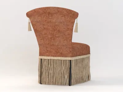 Hollywood Regency Velvet Slipper Chair 3D model