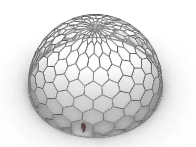 Hexagonal Dome structure Geodoesic Like Wireframe Design 3D model