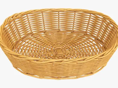  Wicker basket oval medium brown 3D model