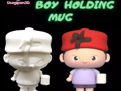 Boy Holding a Mug 3D print model
