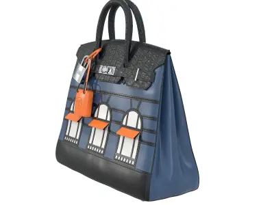 Hermes Birkin Faubourg Bag Blue Low-poly 3D model