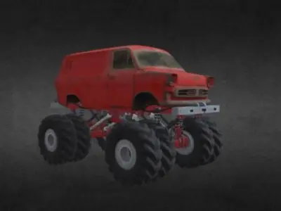 Rusty Van - Monster Truck Low-poly 3D model