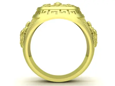 Luxury Asian Dragon Oval Signet Ring for Men 3799 3D print model