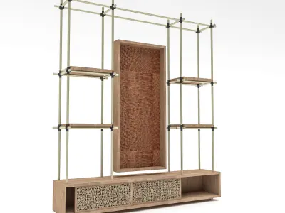 modern tv unit and bookcase Low-poly 3D model