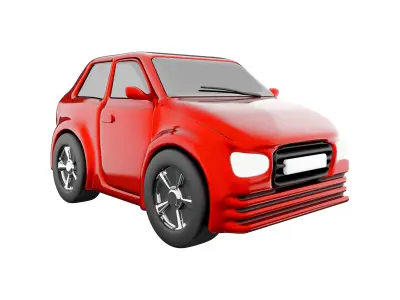 3d of a brandless generic eco-red car icon 3D model