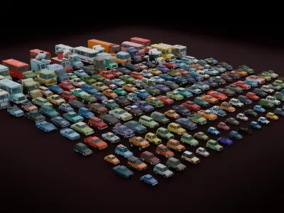 200 Low Poly Vehicles Pack Low-poly 3D model