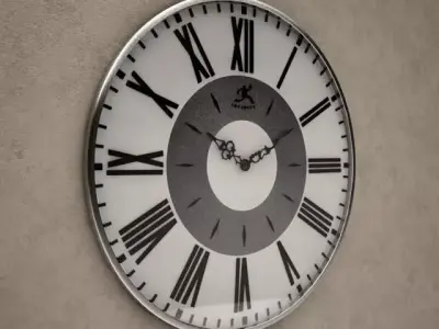 Black and White Wall Clock 01 3D model